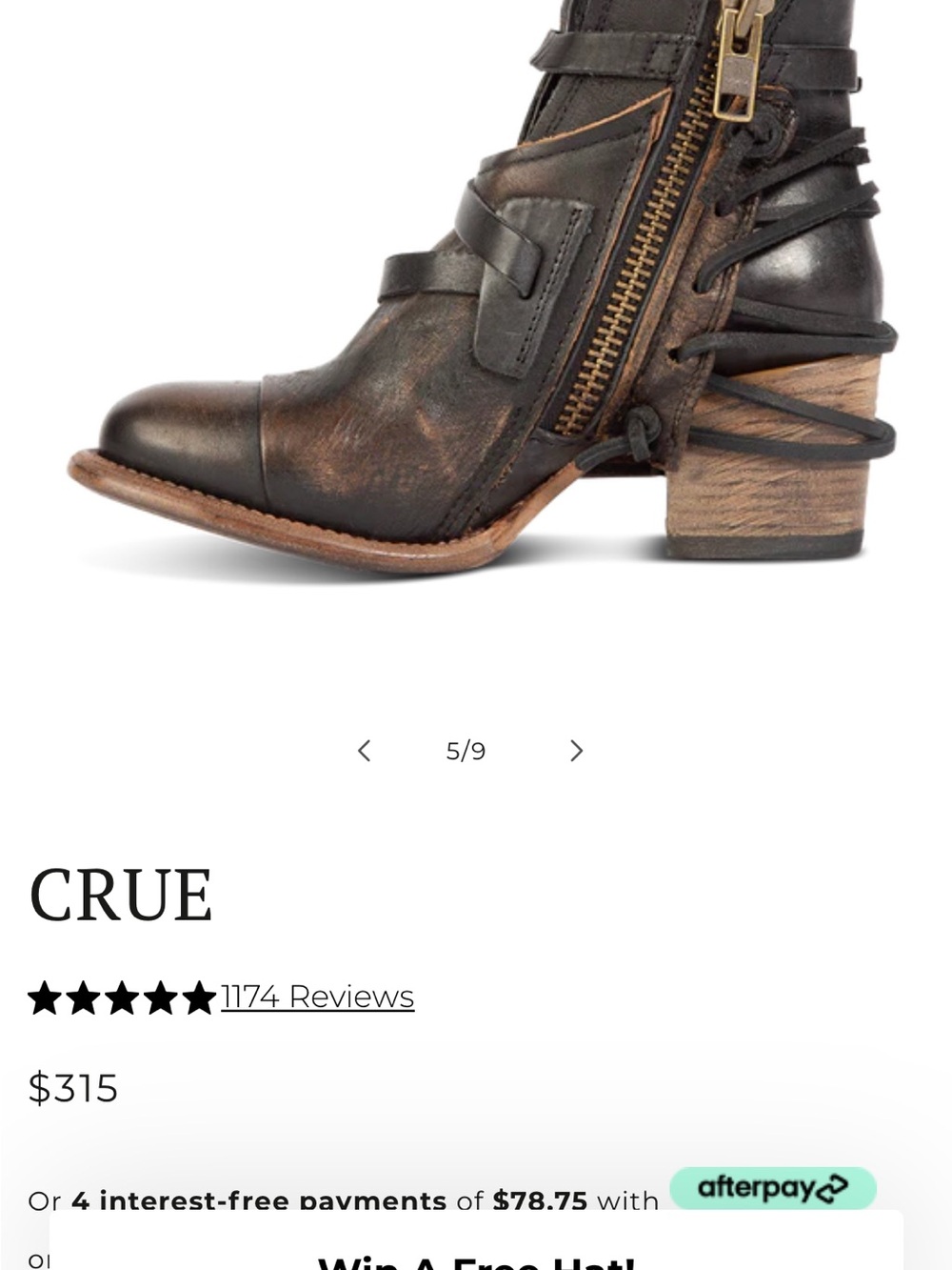 Freebird CRUE Leather Ankle Boot in Distressed Brown